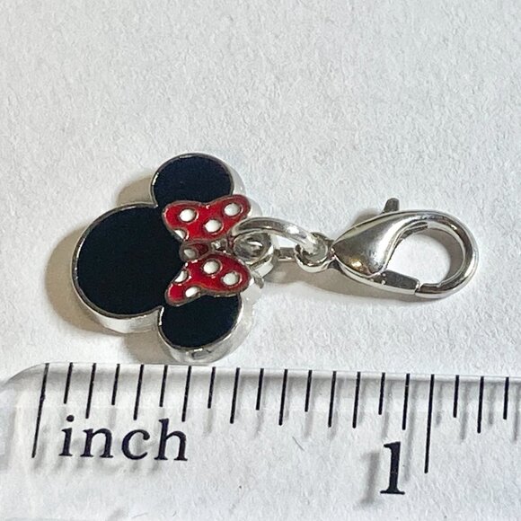 Disney Minnie Mouse Ears Clip On Charm Zipper Pull Bag Purse Charm Black Enamel - Picture 6 of 6